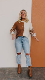 The Higgins Animal Print Colorblock Sweater