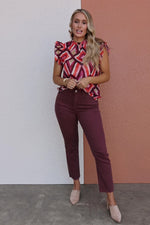 The Ansley Woven Ruffle Sleeve Top