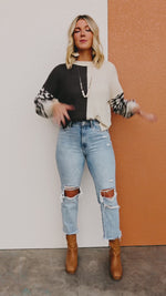 The Higgins Animal Print Colorblock Sweater