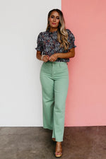 The Paityn Floral Ruffle Neck Woven Blouse