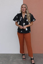 The Maxton Floral Ruffle Trim Woven Blouse