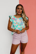 The Sariah Flutter Sleeve Floral Blouse