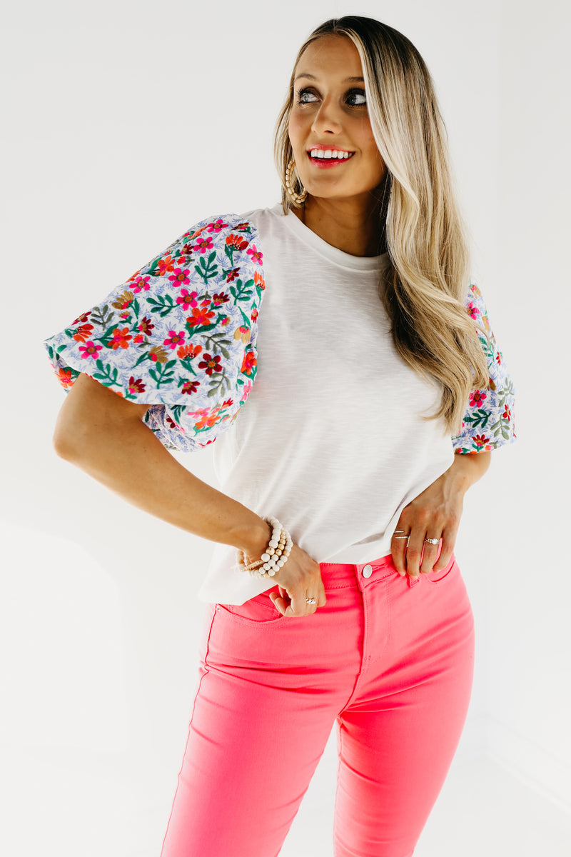 The Maverick Embroidered Puff Sleeve Top - FINAL SALE