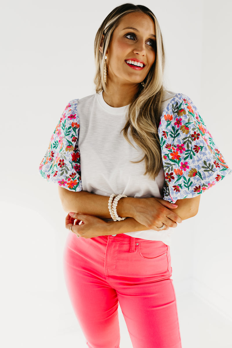 The Maverick Embroidered Puff Sleeve Top - FINAL SALE