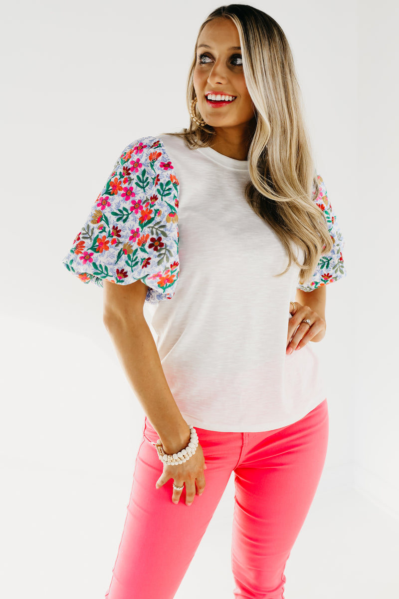 The Maverick Embroidered Puff Sleeve Top - FINAL SALE