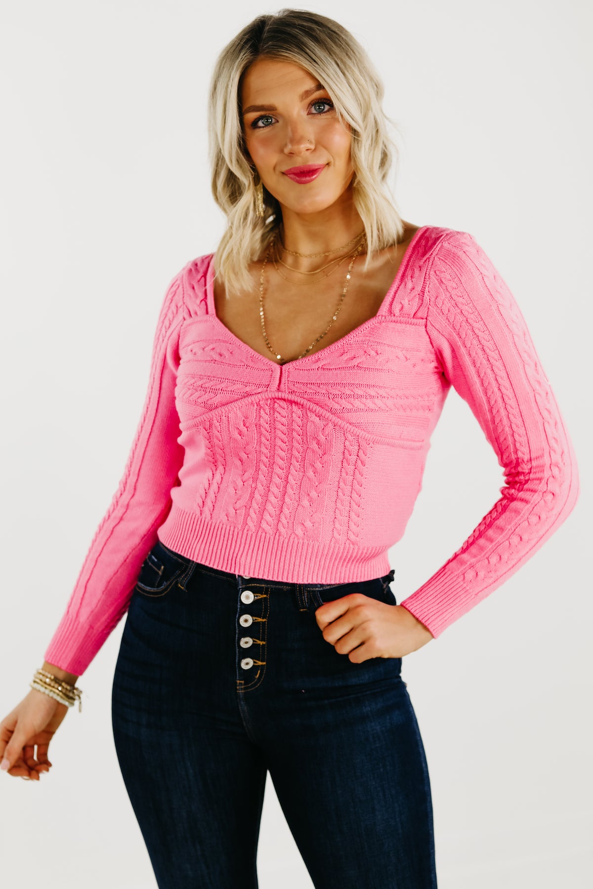 The Lush Maxine Cable Knit Sweater - FINAL SALE