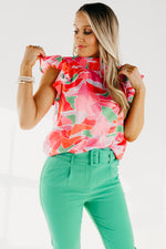The Alivia Abstract Smock Neck Blouse - FINAL SALE
