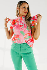 The Alivia Abstract Smock Neck Blouse - FINAL SALE