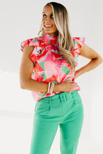 The Alivia Abstract Smock Neck Blouse - FINAL SALE