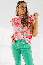 The Alivia Abstract Smock Neck Blouse - FINAL SALE