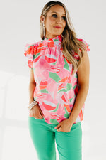 The Alivia Abstract Smock Neck Blouse - FINAL SALE