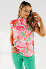 The Alivia Abstract Smock Neck Blouse - FINAL SALE