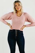 The Lush Lindsey Ribbed V Neck Sweater - FINAL SALE