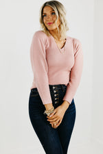 The Lush Lindsey Ribbed V Neck Sweater - FINAL SALE