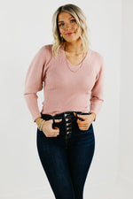 The Lush Lindsey Ribbed V Neck Sweater - FINAL SALE