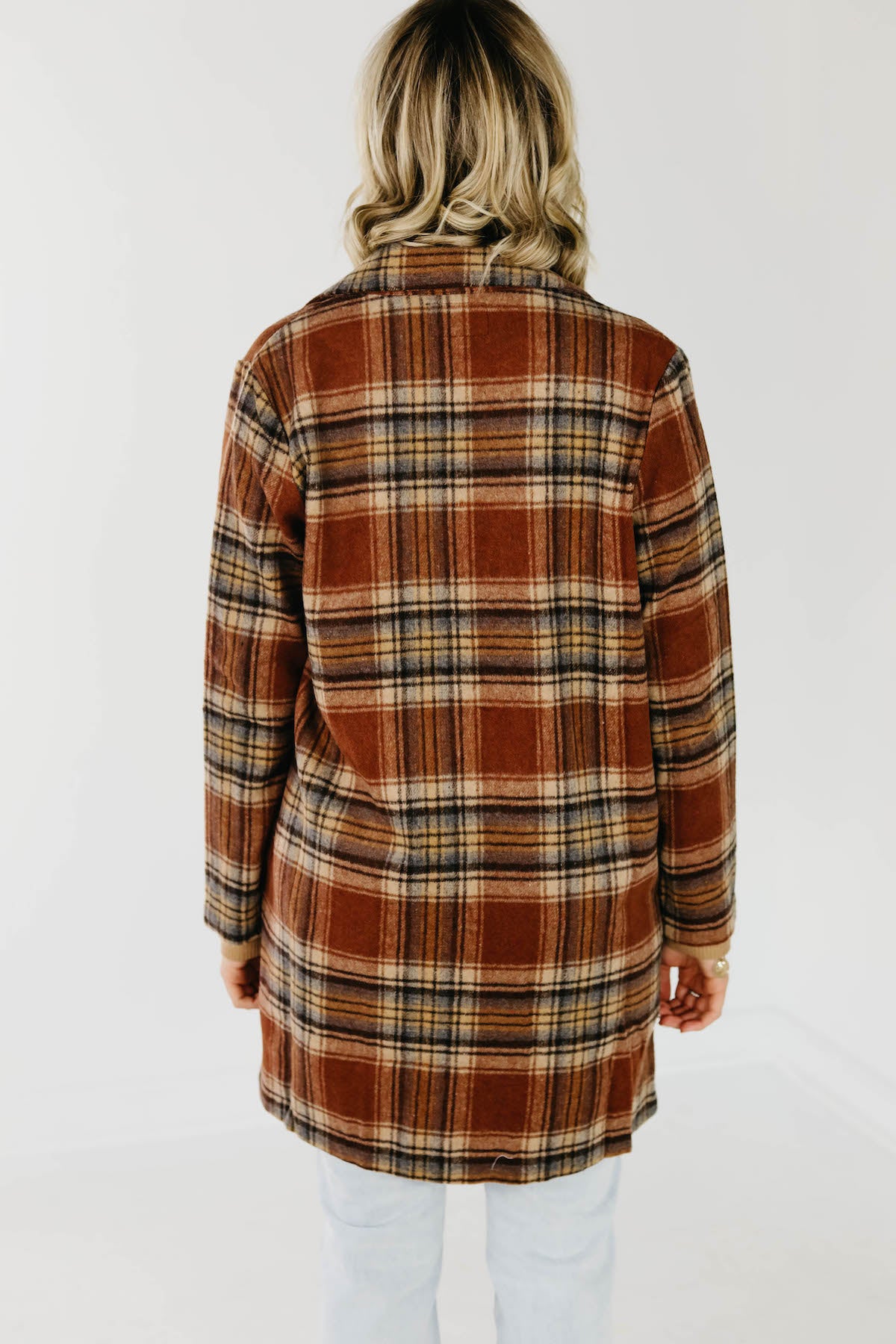 The Shayla Longline Plaid Blazer Coat