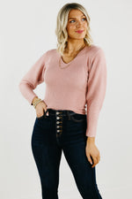 The Lush Lindsey Ribbed V Neck Sweater - FINAL SALE
