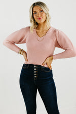 The Lush Lindsey Ribbed V Neck Sweater - FINAL SALE
