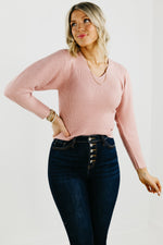 The Lush Lindsey Ribbed V Neck Sweater - FINAL SALE