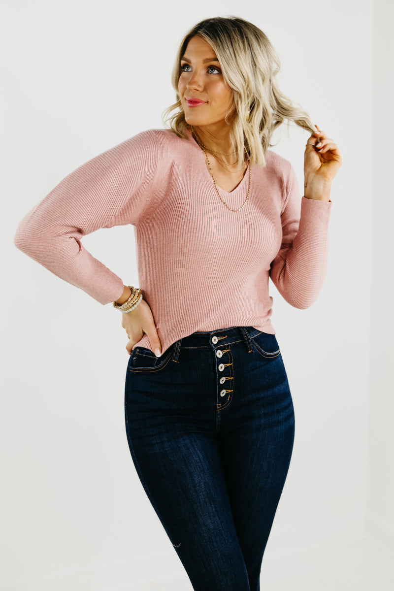 The Lush Lindsey Ribbed V Neck Sweater - FINAL SALE