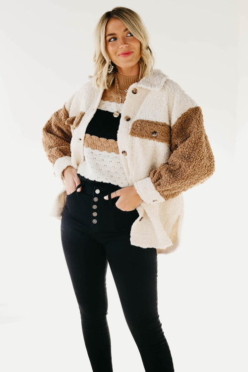 The Leesa Colorblock Teddy Jacket
