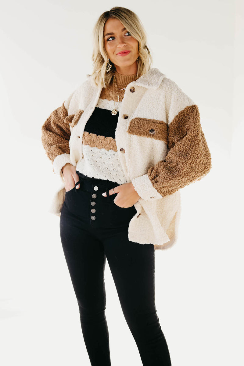 The Leesa Colorblock Teddy Jacket