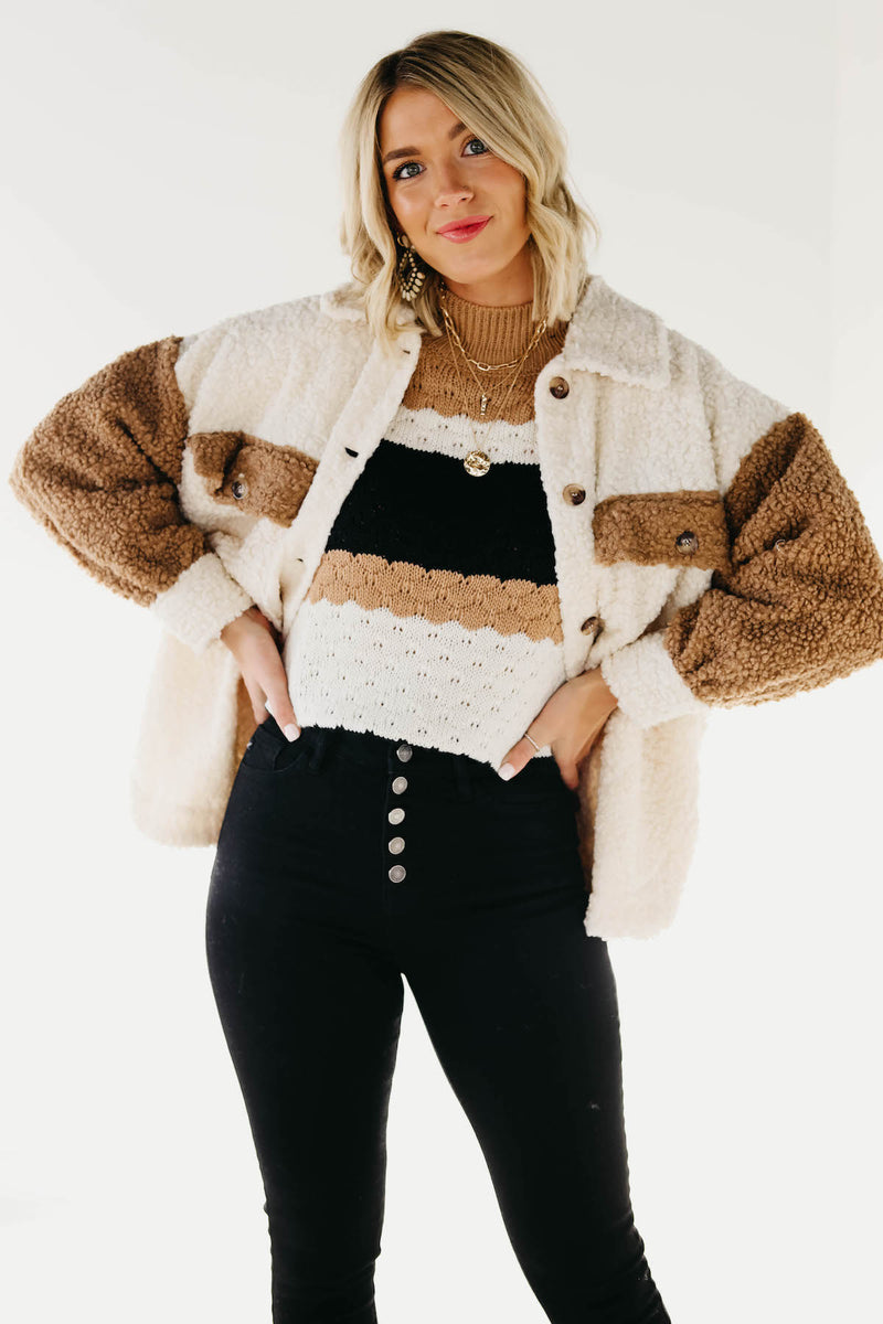 The Leesa Colorblock Teddy Jacket
