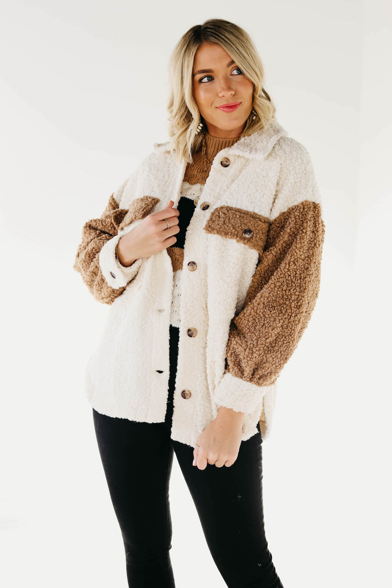The Leesa Colorblock Teddy Jacket