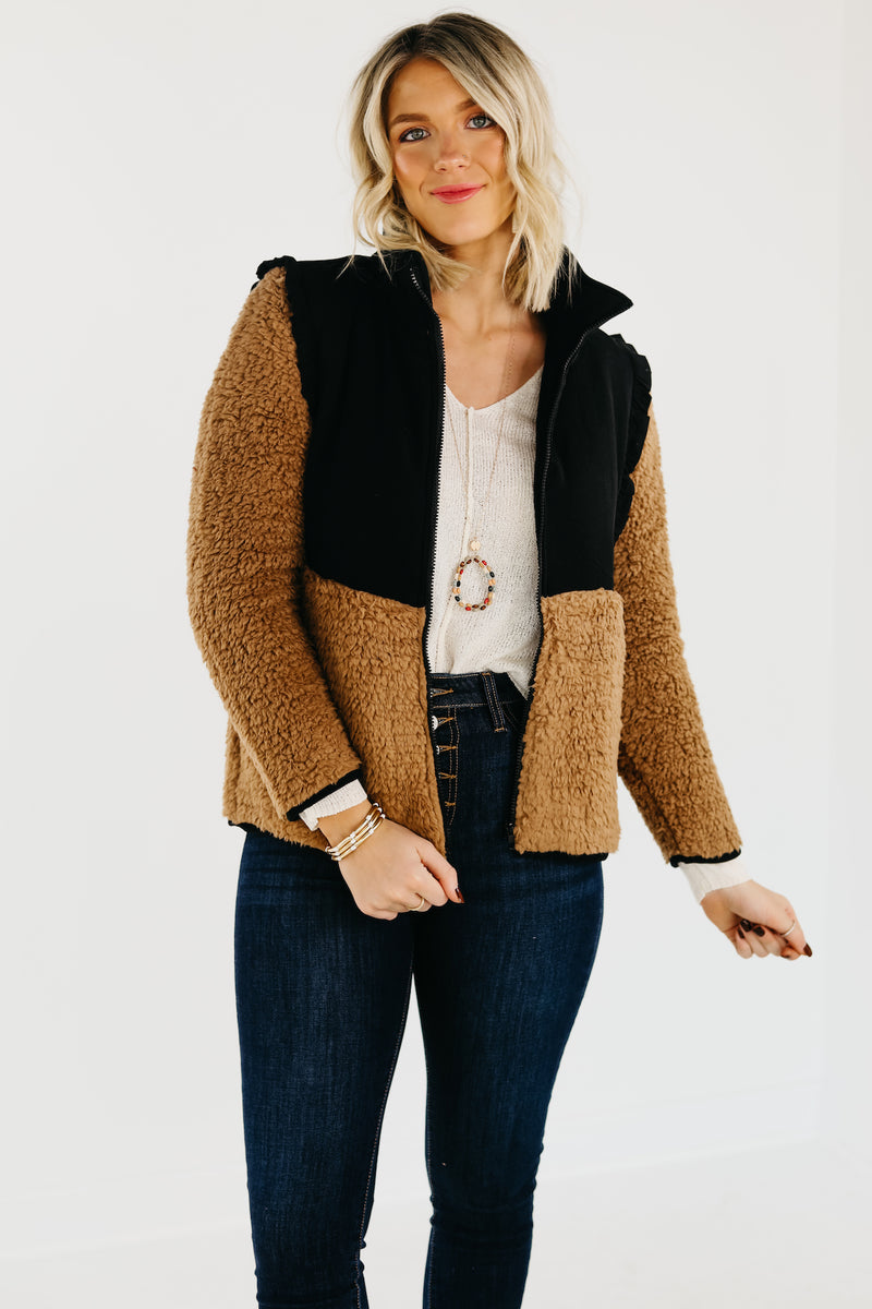 The Bronson Ruffle Yoke Fleece Jacket