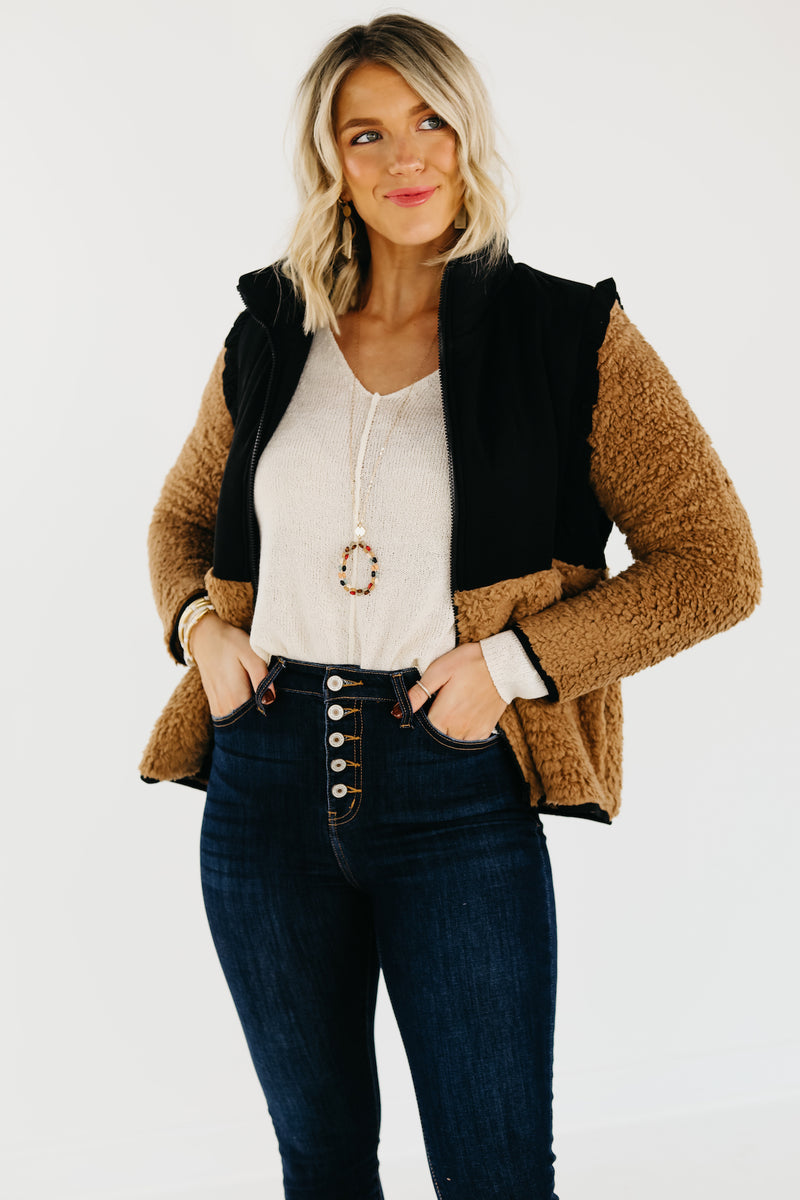 The Bronson Ruffle Yoke Fleece Jacket