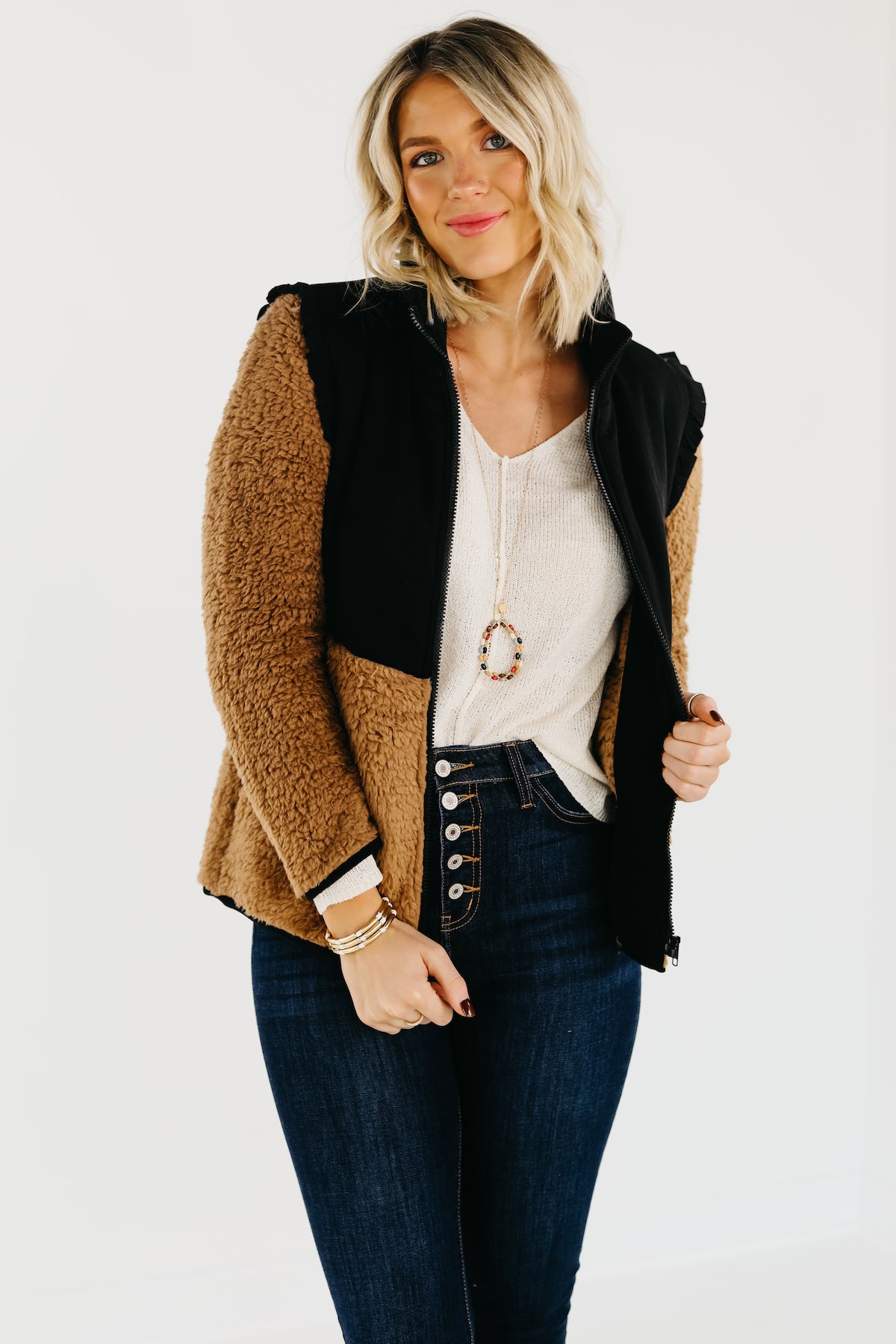 The Bronson Ruffle Yoke Fleece Jacket MOD Boutique