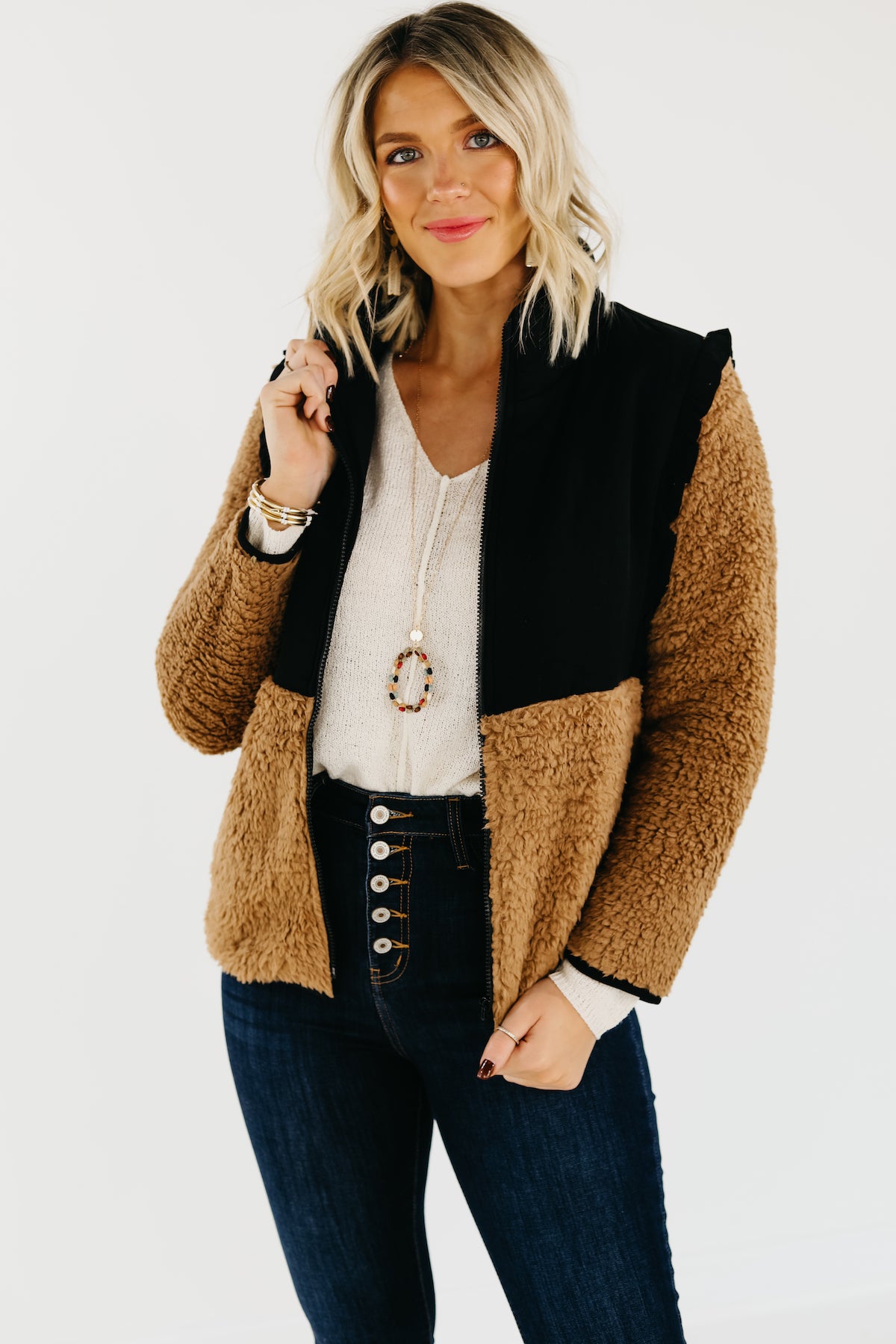 The Bronson Ruffle Yoke Fleece Jacket MOD Boutique