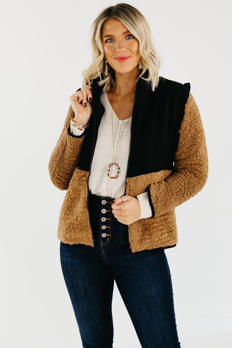 The Bronson Ruffle Yoke Fleece Jacket