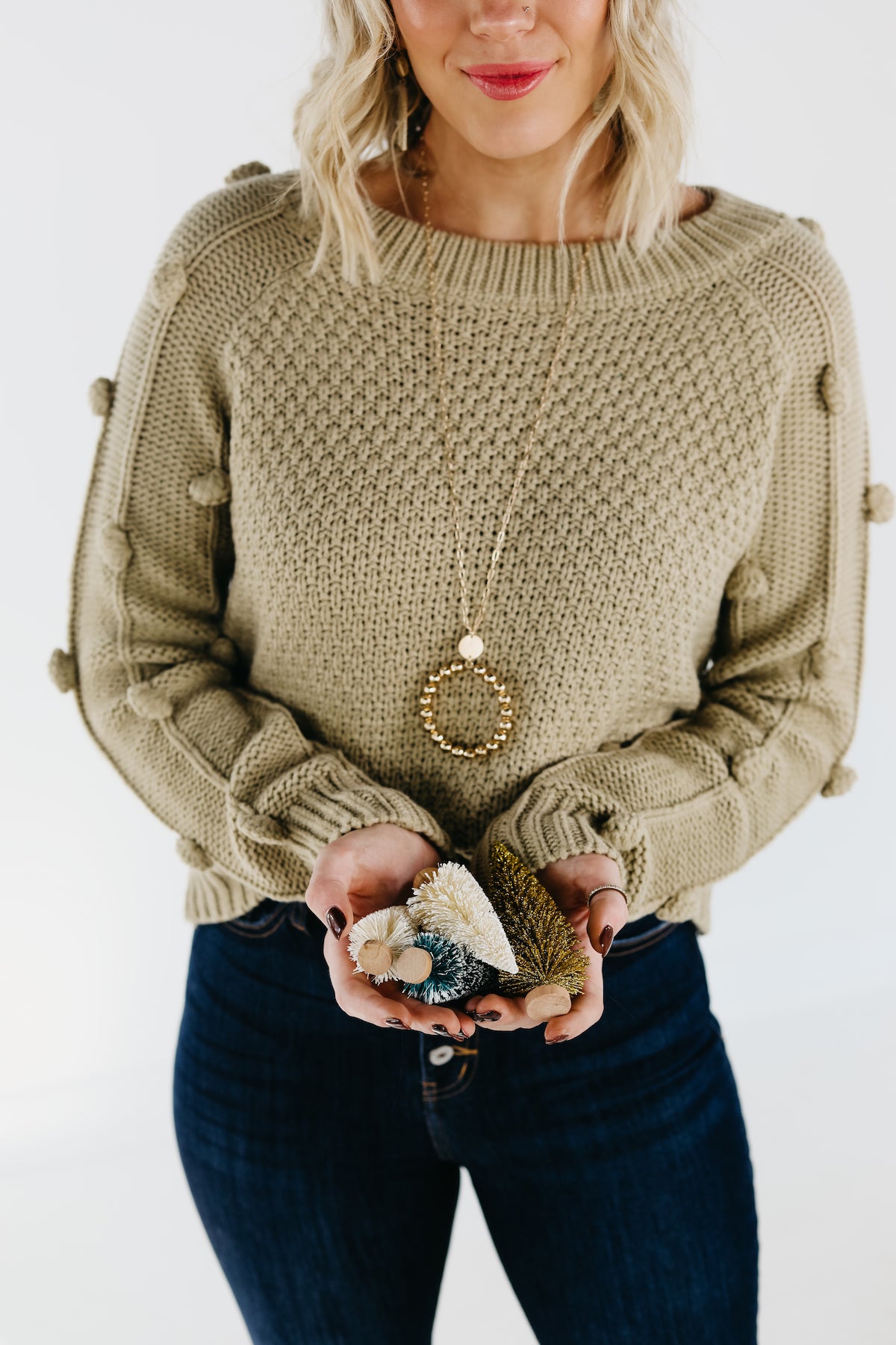 The Jaelyn Pom Sleeve Sweater - FINAL SALE