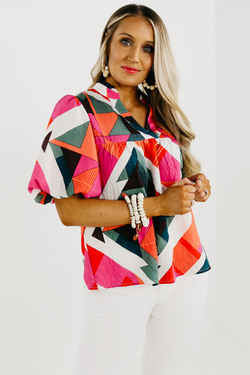 The Wilder Abstract Puff Sleeve Top - FINAL SALE