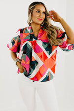 The Wilder Abstract Puff Sleeve Top - FINAL SALE