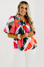 The Wilder Abstract Puff Sleeve Top - FINAL SALE