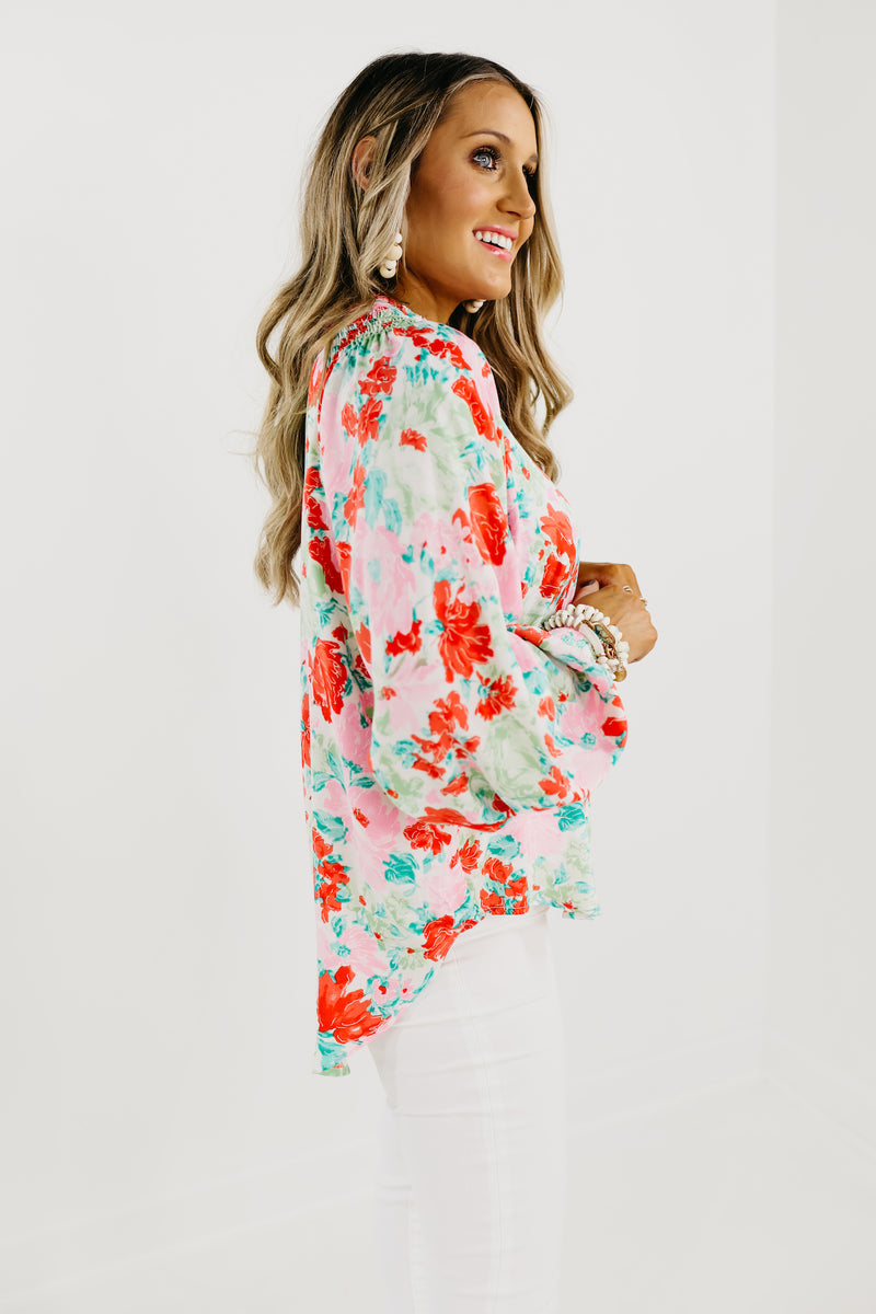 The Tiffany Floral Ruffle Neck Shirt - FINAL SALE