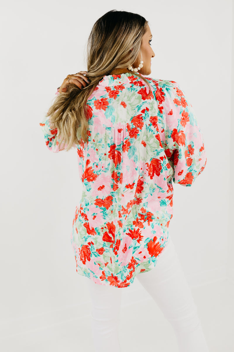 The Tiffany Floral Ruffle Neck Shirt - FINAL SALE