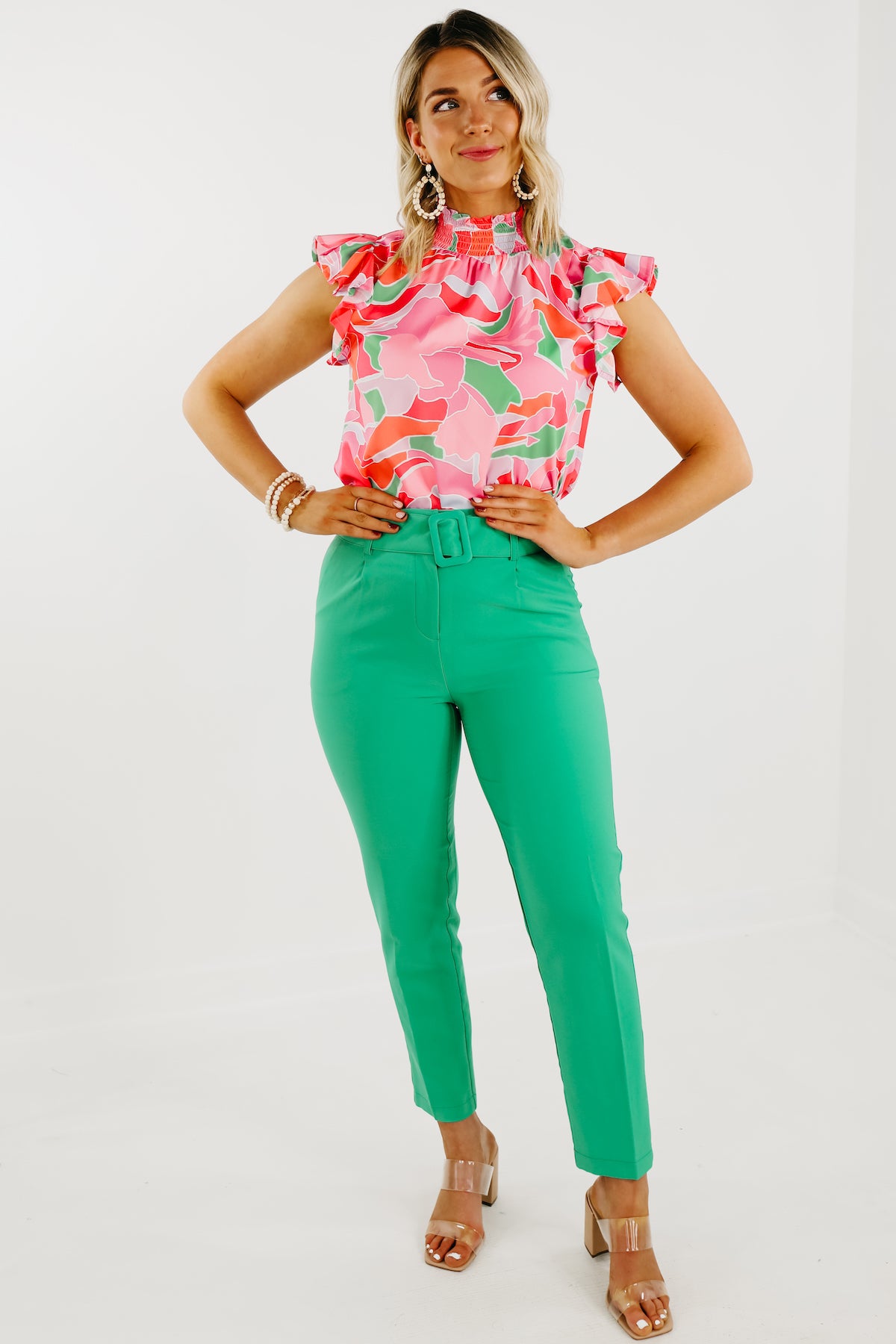 The Alivia Abstract Smock Neck Blouse - FINAL SALE