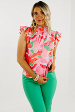 The Alivia Abstract Smock Neck Blouse - FINAL SALE