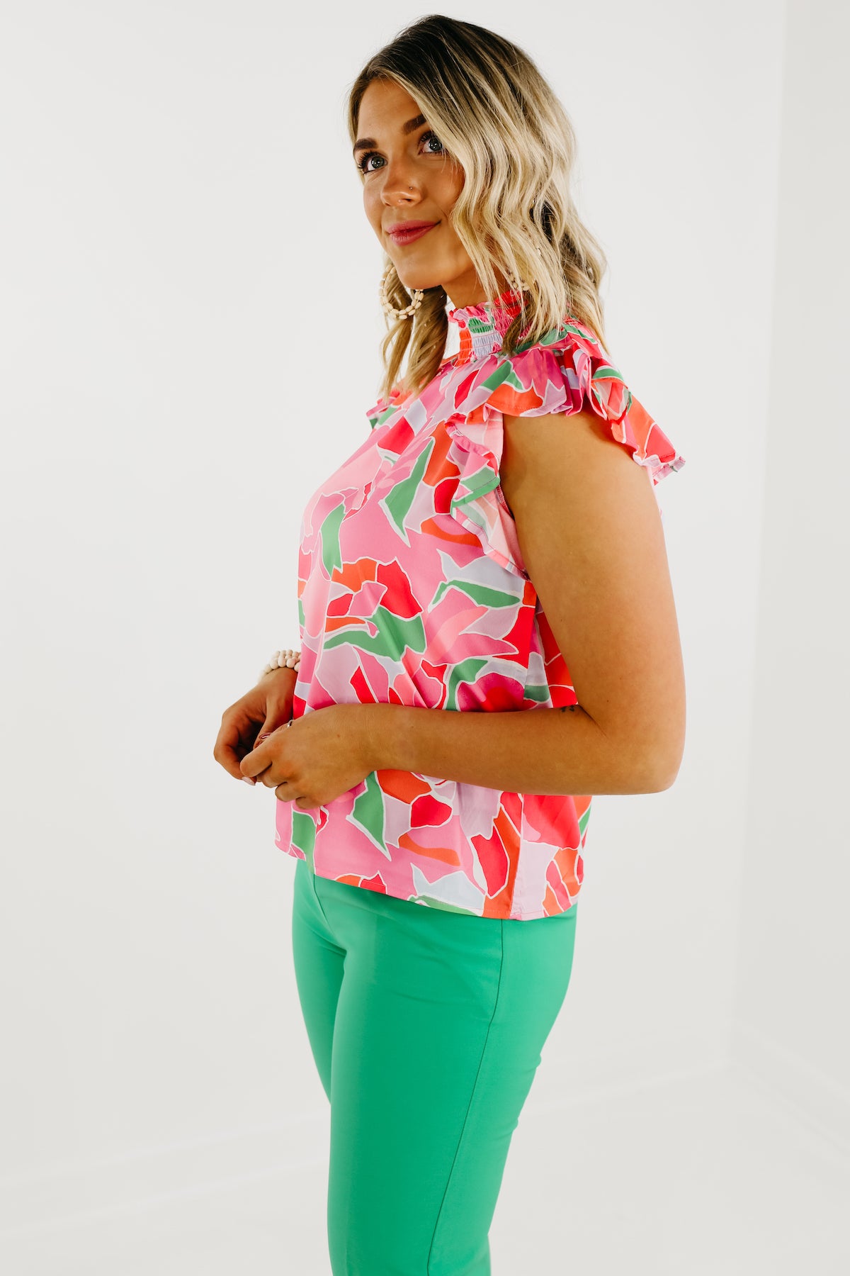 The Alivia Abstract Smock Neck Blouse - FINAL SALE