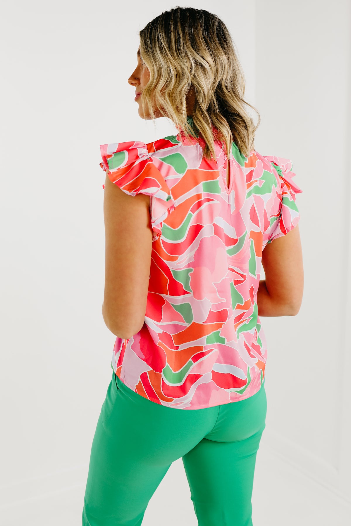 The Alivia Abstract Smock Neck Blouse - FINAL SALE