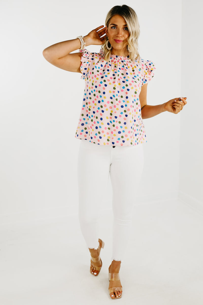 The Kimmy Polka Dot Ruffle Sleeve Top - FINAL SALE