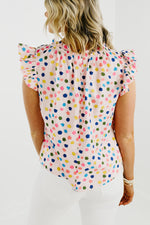 The Kimmy Polka Dot Ruffle Sleeve Top - FINAL SALE