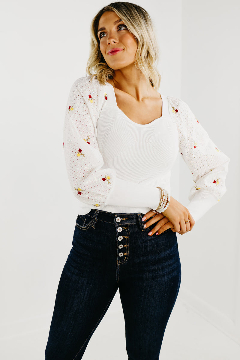 The Lizzy Floral Embroidered Lace Sweater - FINAL SALE