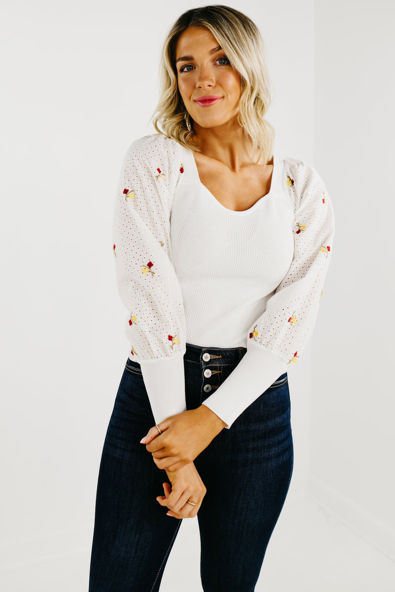 The Lizzy Floral Embroidered Lace Sweater - FINAL SALE