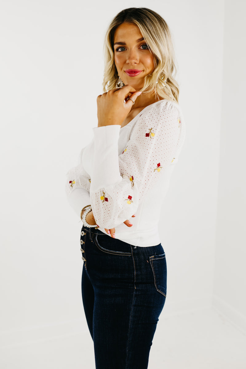 The Lizzy Floral Embroidered Lace Sweater - FINAL SALE
