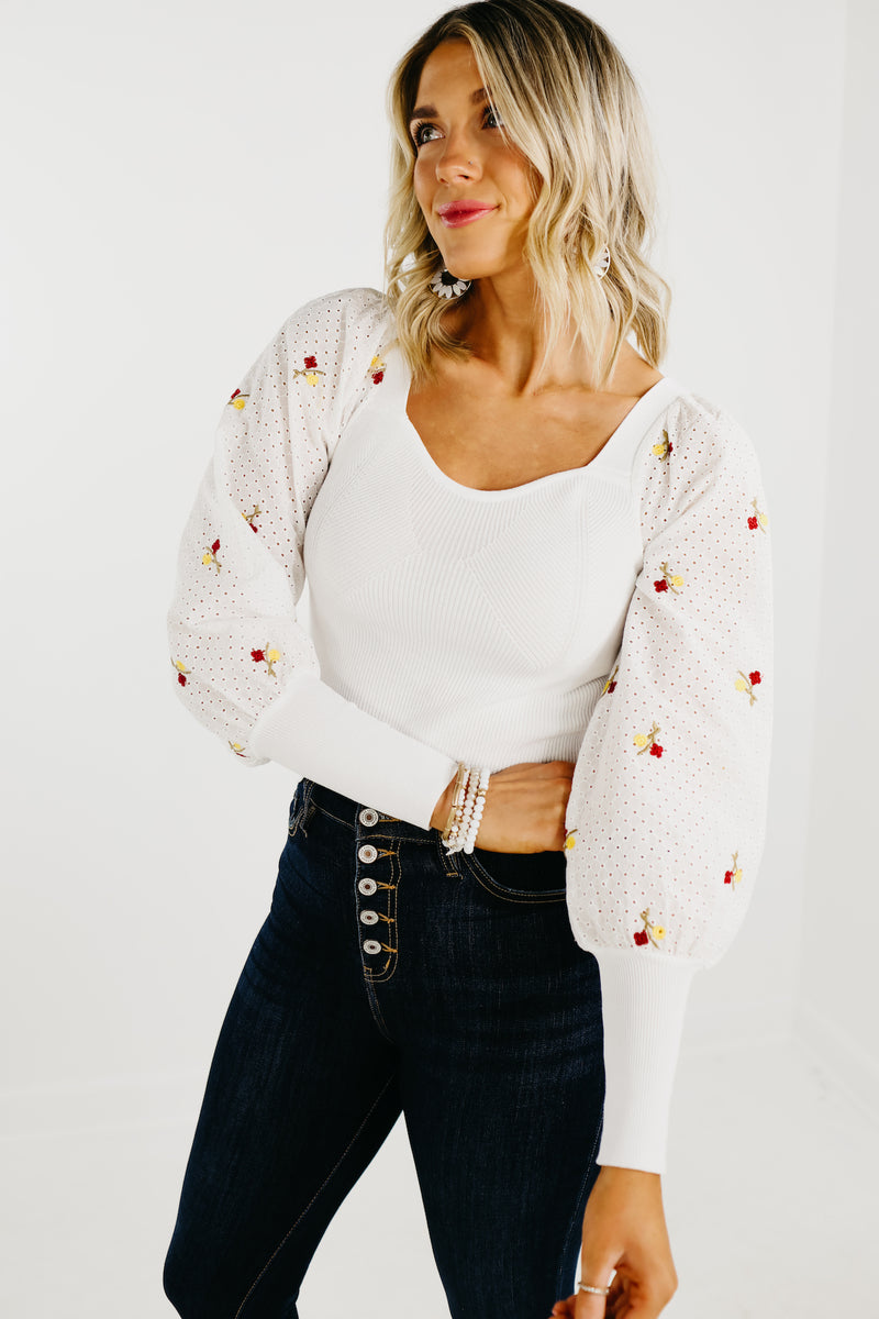 The Lizzy Floral Embroidered Lace Sweater - FINAL SALE