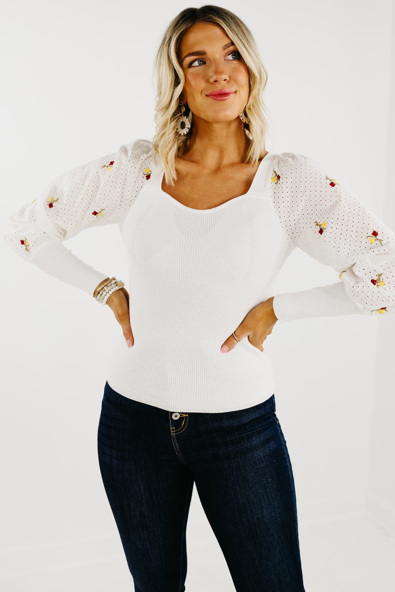 The Lizzy Floral Embroidered Lace Sweater - FINAL SALE